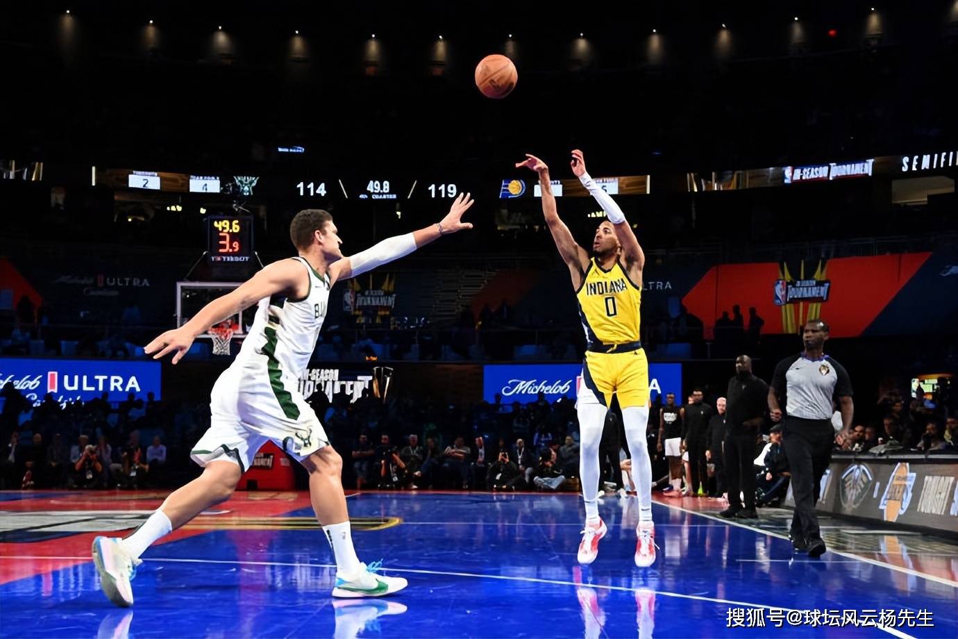 NBA:NBA季中锦标赛NBA，步行者128-119战胜雄鹿队，成功晋级决赛