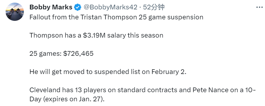 NBA:NBA官宣重磅罚单NBA！TT违反禁毒条例将禁赛25场 薪水损失超72万美元