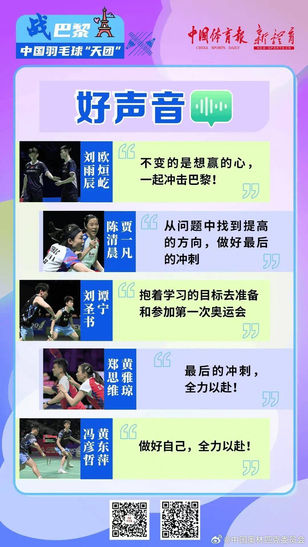 羽毛球:巴黎奥运会中国羽毛球队伍巡礼——轻羽飞扬 逐梦赛场